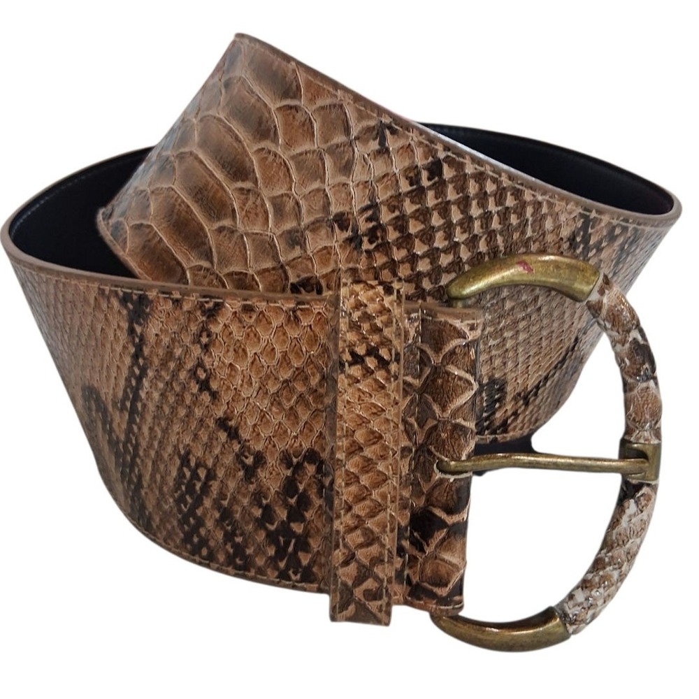 Y2K Oxoxo 3" Women's Size Medium Python Print‎ Fashion Avant Garde Career Belt